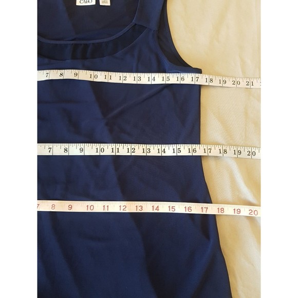 Cato Womens Blouse Tank Blue Stretch Slewveless Sheer Neckline Size Small - Picture 11 of 12